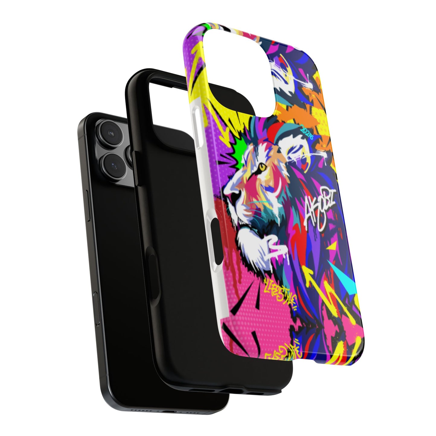 Vibrant Akobi Pop Art Lion Phone Case – iPhone 16 & More Models | Matte or Glossy Finish