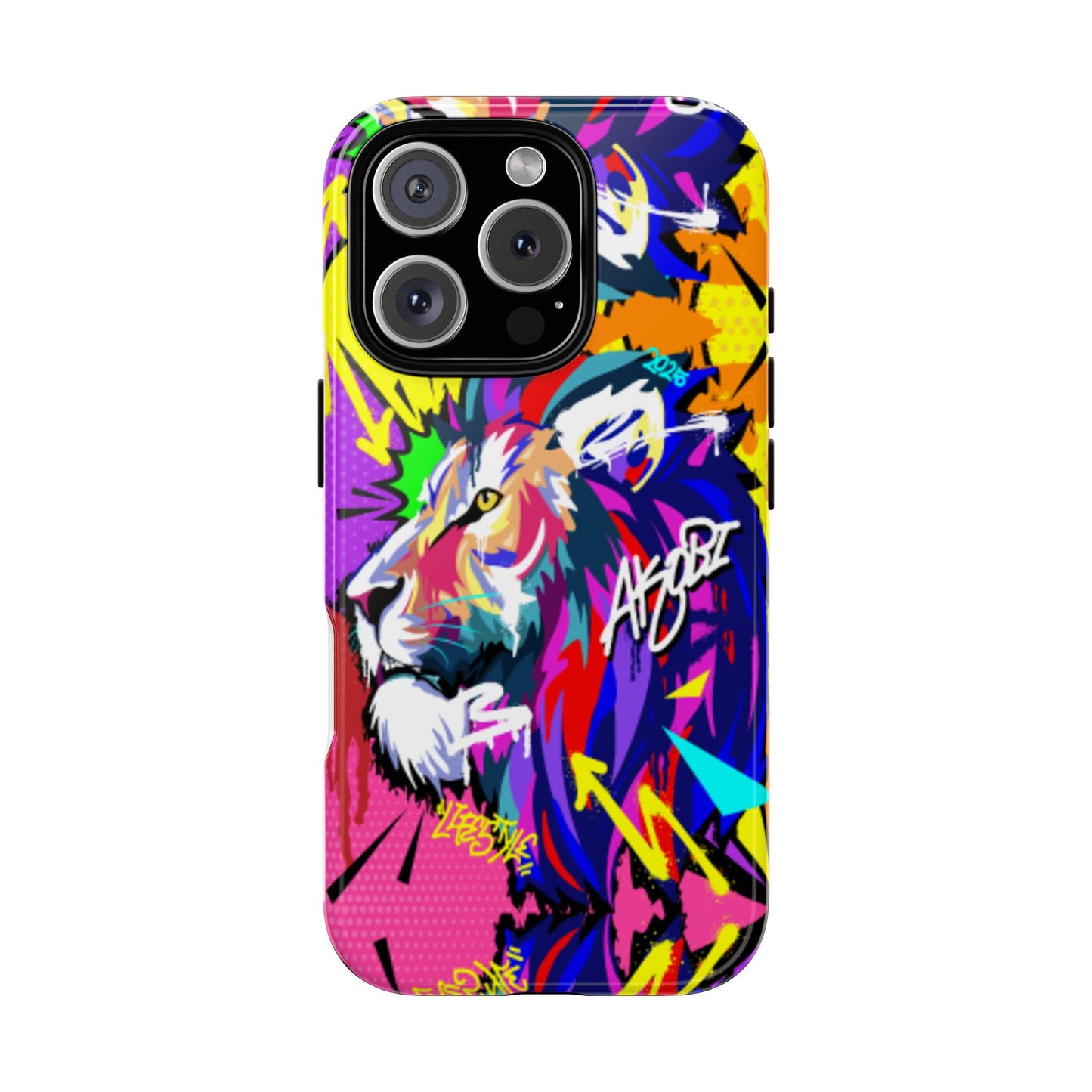 Vibrant Akobi Pop Art Lion Phone Case – iPhone 16 & More Models | Matte or Glossy Finish
