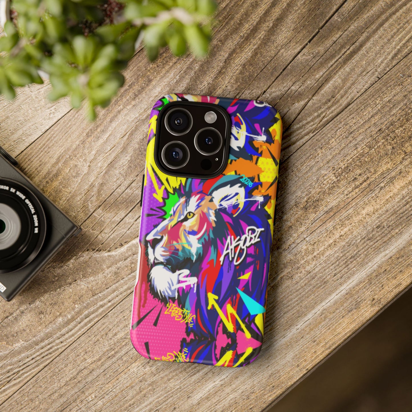 Vibrant Akobi Pop Art Lion Phone Case – iPhone 16 & More Models | Matte or Glossy Finish