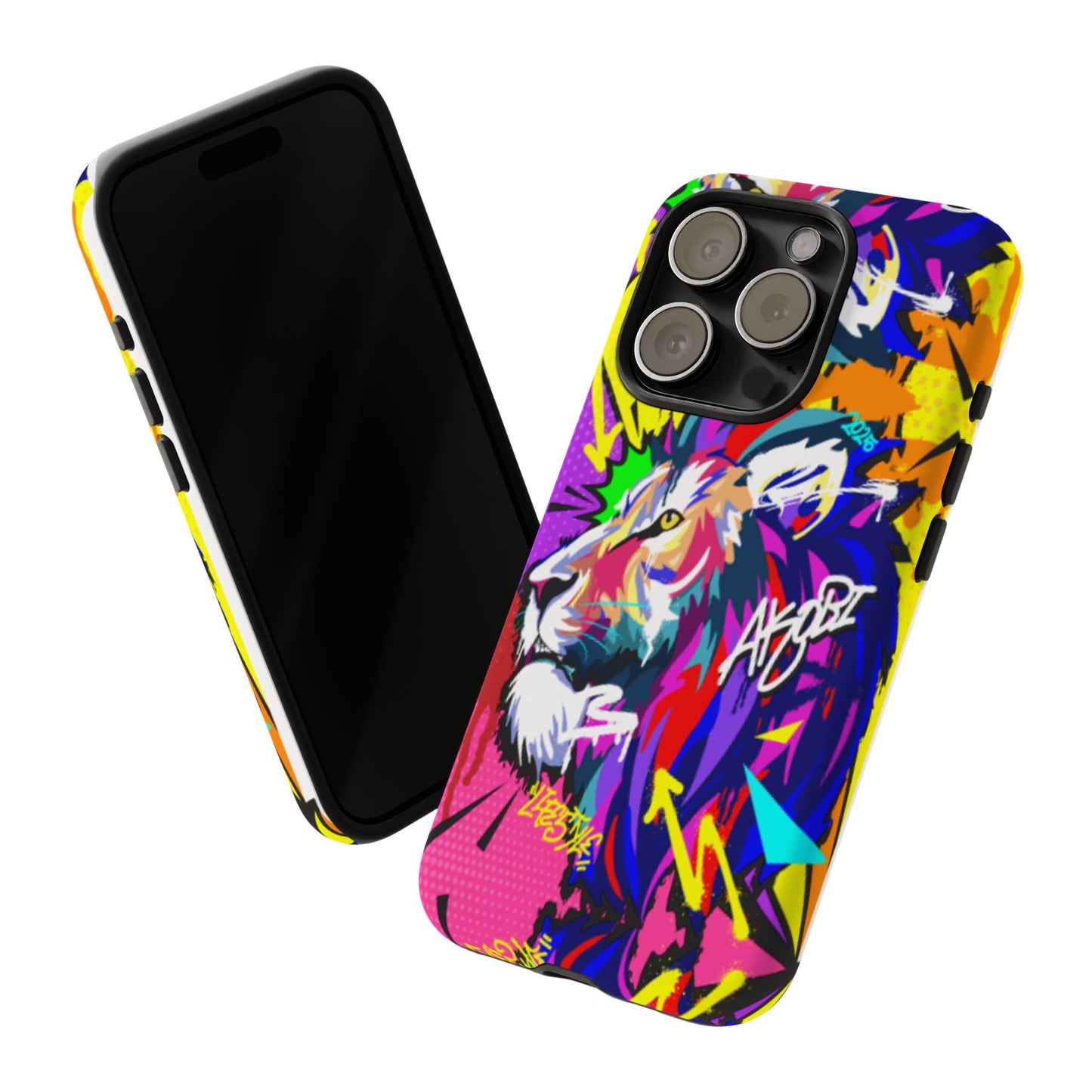 Vibrant Akobi Pop Art Lion Phone Case – iPhone 16 & More Models | Matte or Glossy Finish