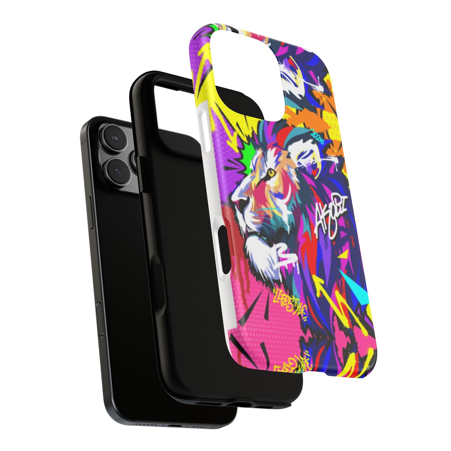 Vibrant Akobi Pop Art Lion Phone Case – iPhone 16 & More Models | Matte or Glossy Finish