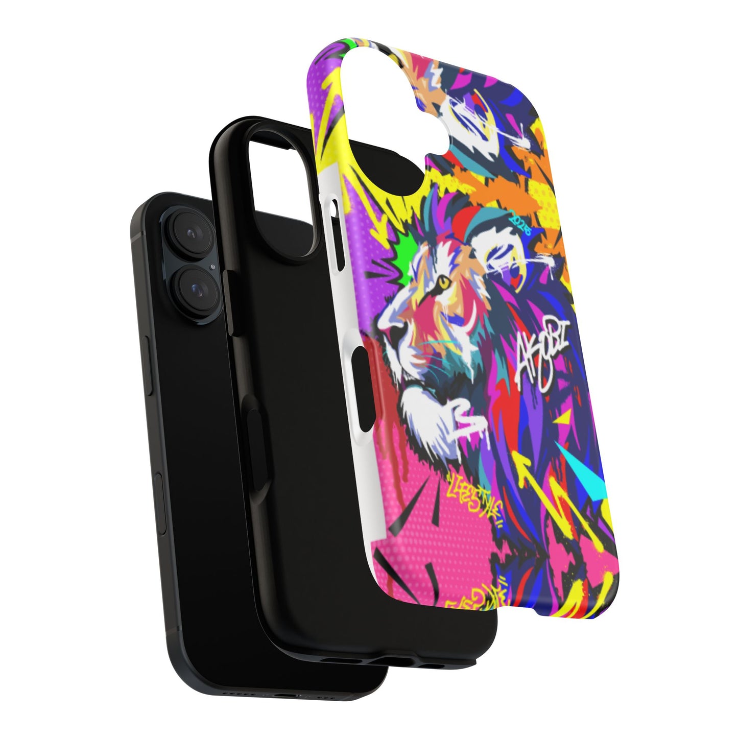 Vibrant Akobi Pop Art Lion Phone Case – iPhone 16 & More Models | Matte or Glossy Finish