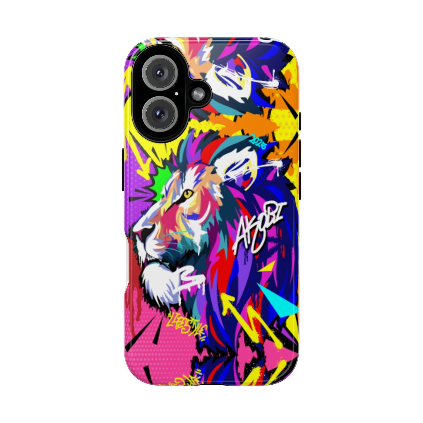 Vibrant Akobi Pop Art Lion Phone Case – iPhone 16 & More Models | Matte or Glossy Finish