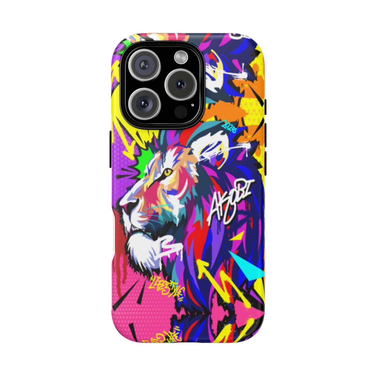 Vibrant Akobi Pop Art Lion Phone Case – iPhone 16 & More Models | Matte or Glossy Finish