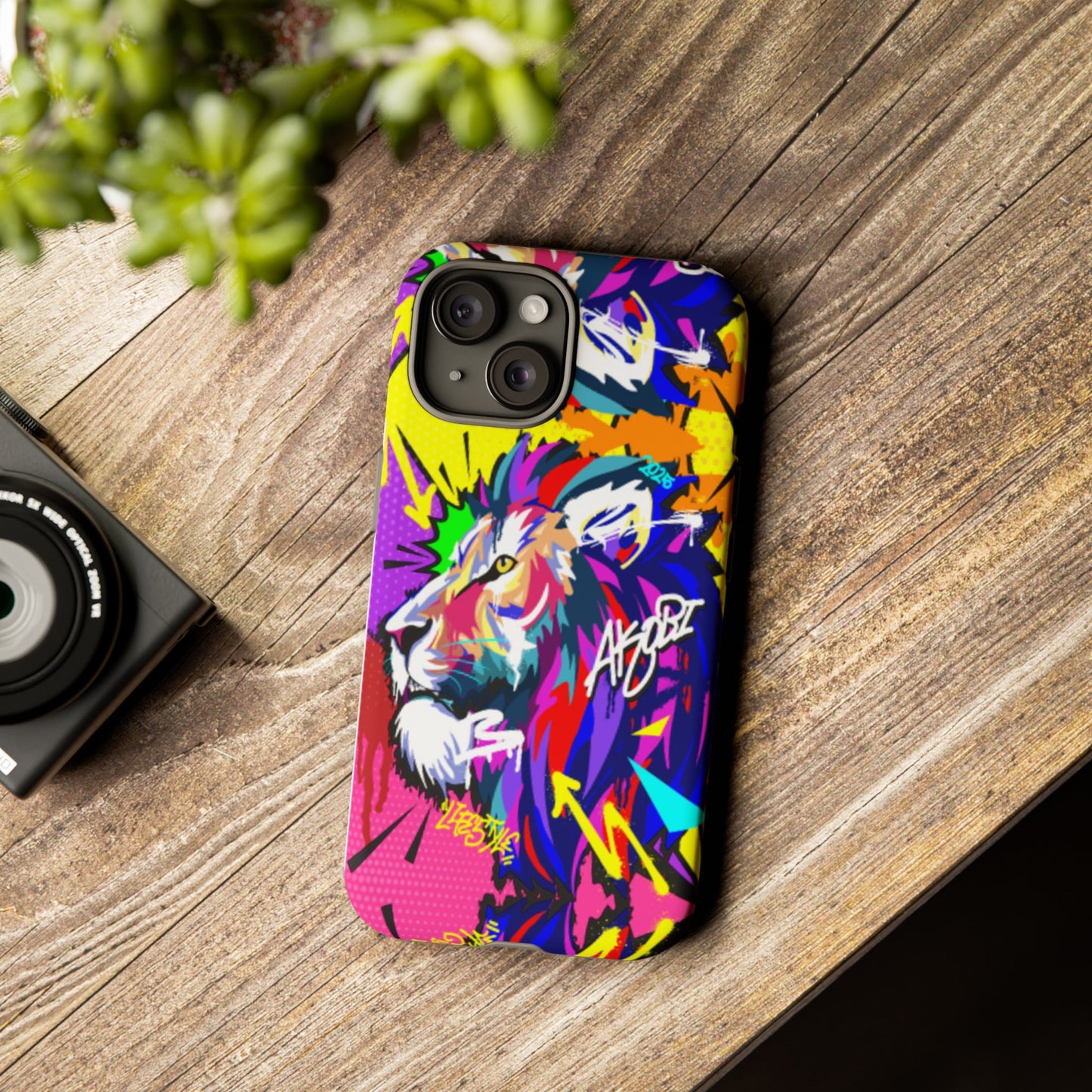 Vibrant Akobi Pop Art Lion Phone Case – iPhone 16 & More Models | Matte or Glossy Finish