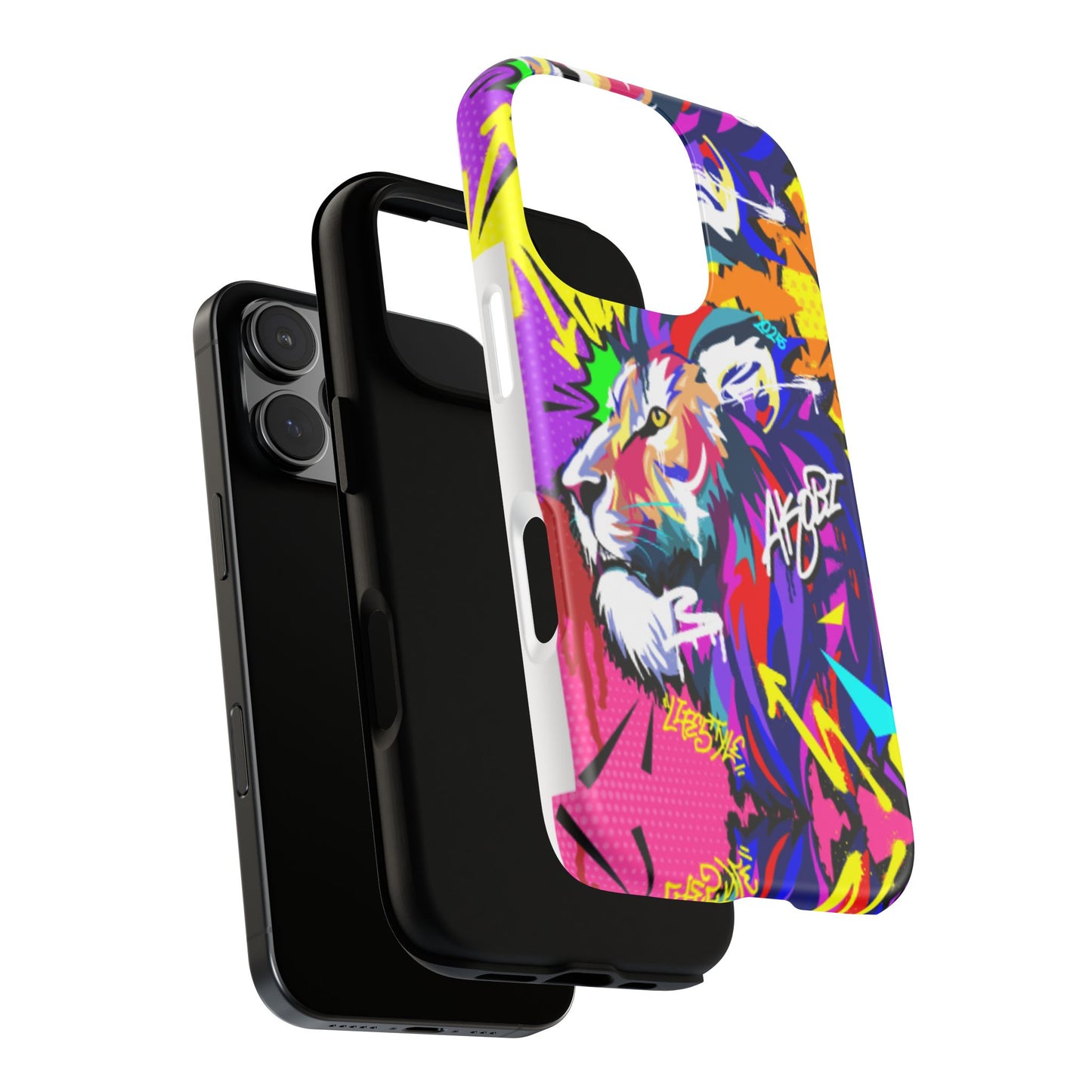 Vibrant Akobi Pop Art Lion Phone Case – iPhone 16 & More Models | Matte or Glossy Finish