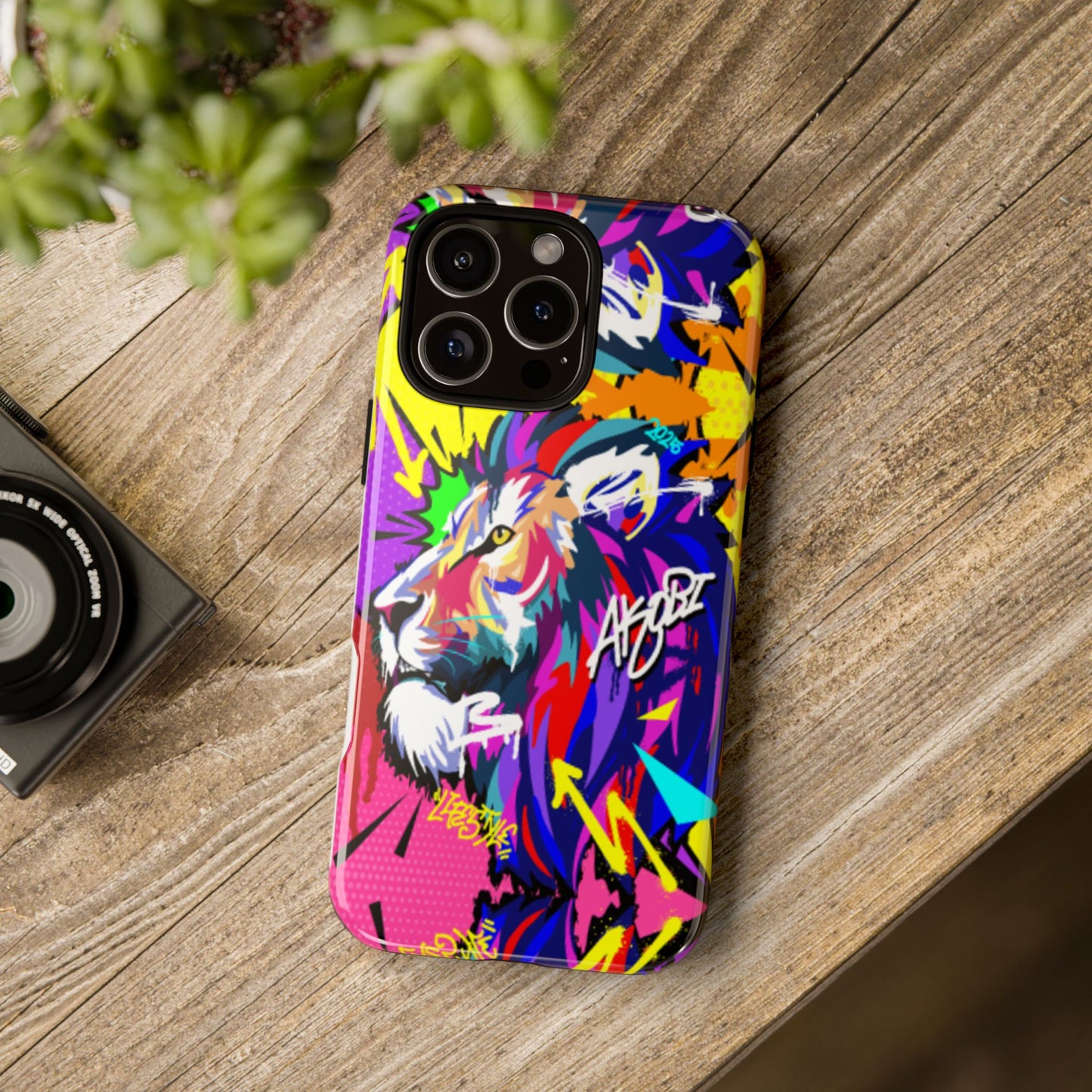 Vibrant Akobi Pop Art Lion Phone Case – iPhone 16 & More Models | Matte or Glossy Finish
