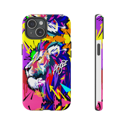 Vibrant Akobi Pop Art Lion Phone Case – iPhone 16 & More Models | Matte or Glossy Finish