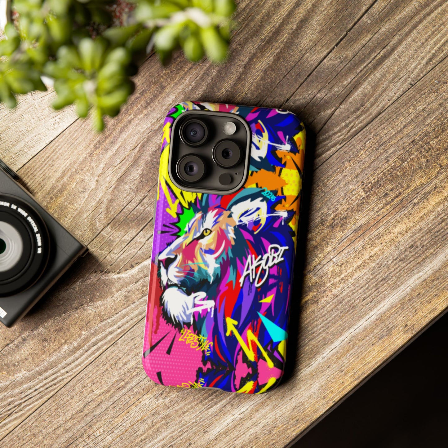 Vibrant Akobi Pop Art Lion Phone Case – iPhone 16 & More Models | Matte or Glossy Finish