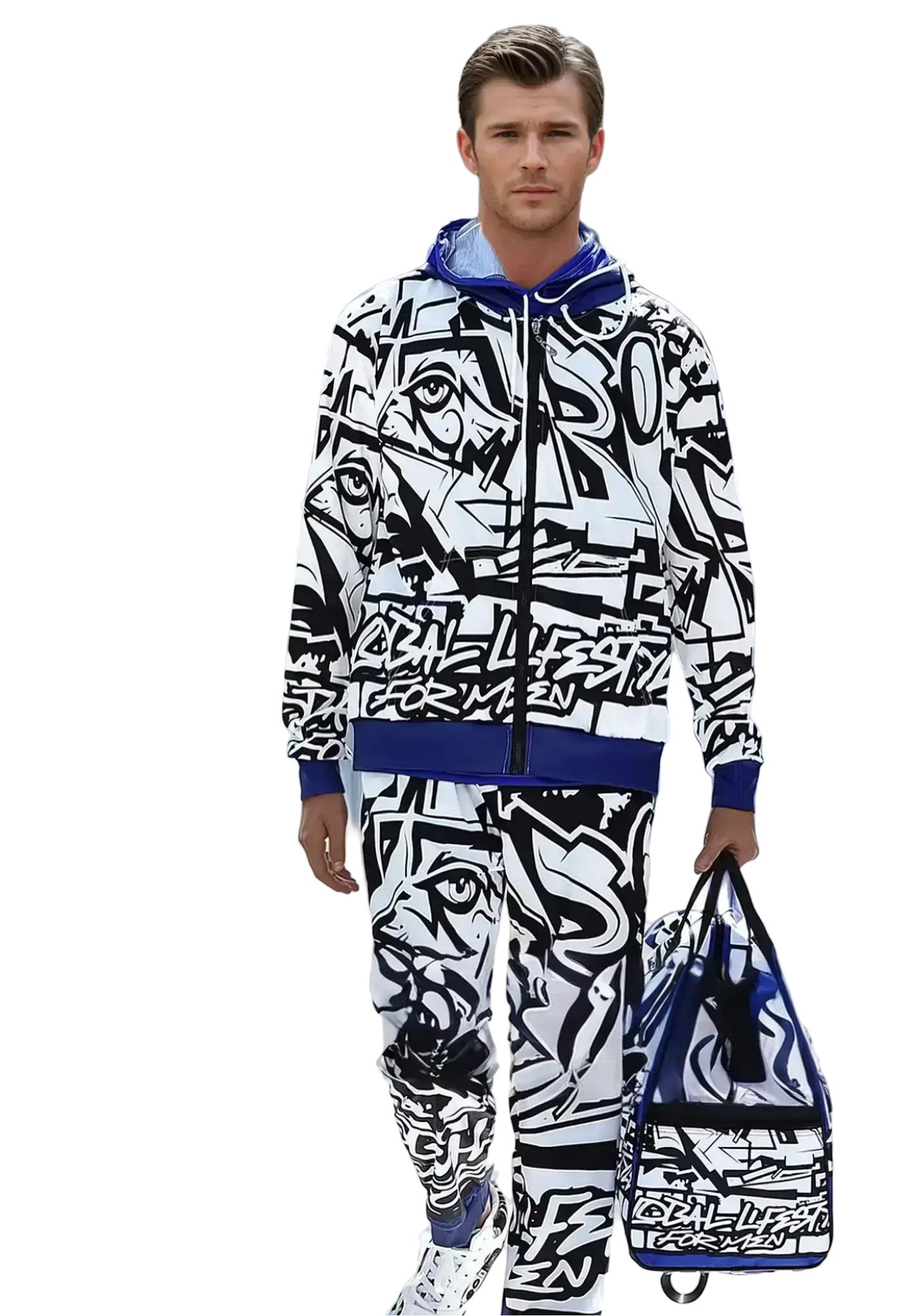 Akobi Graffiti Print  Hooded Tracksuit