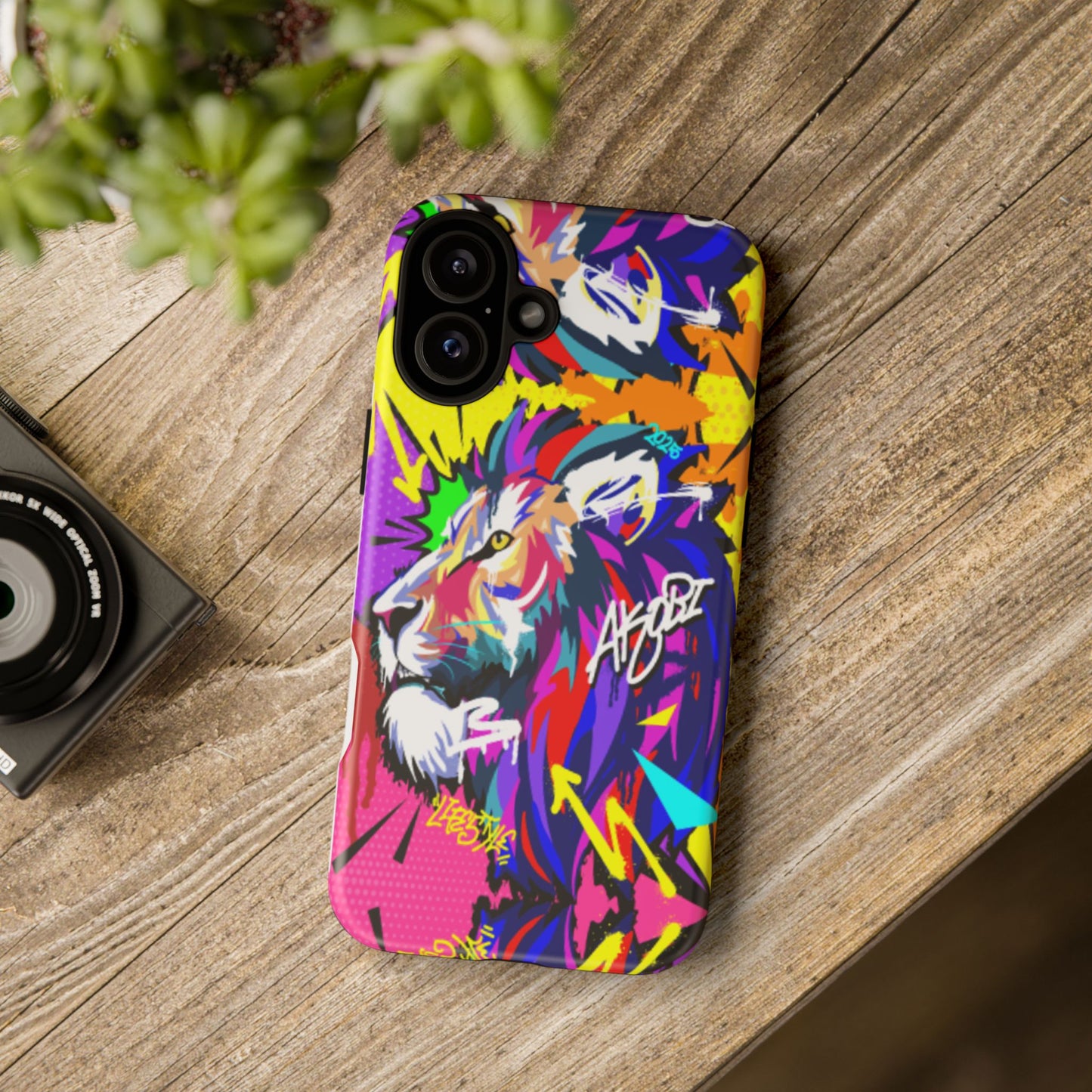 Vibrant Akobi Pop Art Lion Phone Case – iPhone 16 & More Models | Matte or Glossy Finish
