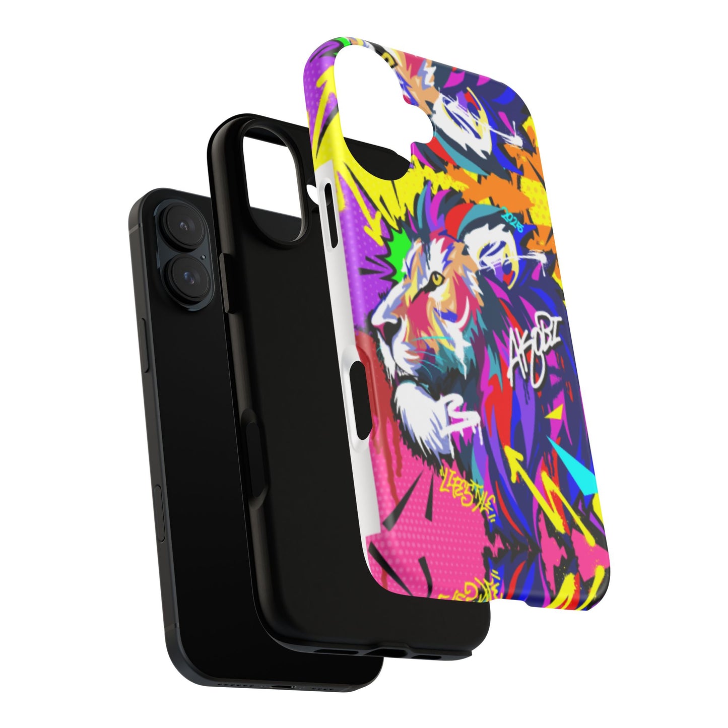 Vibrant Akobi Pop Art Lion Phone Case – iPhone 16 & More Models | Matte or Glossy Finish