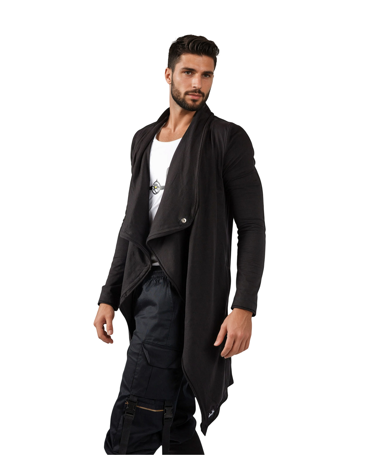 Lightweight Asymmetry Open Front Waterfall Collar Cardigan