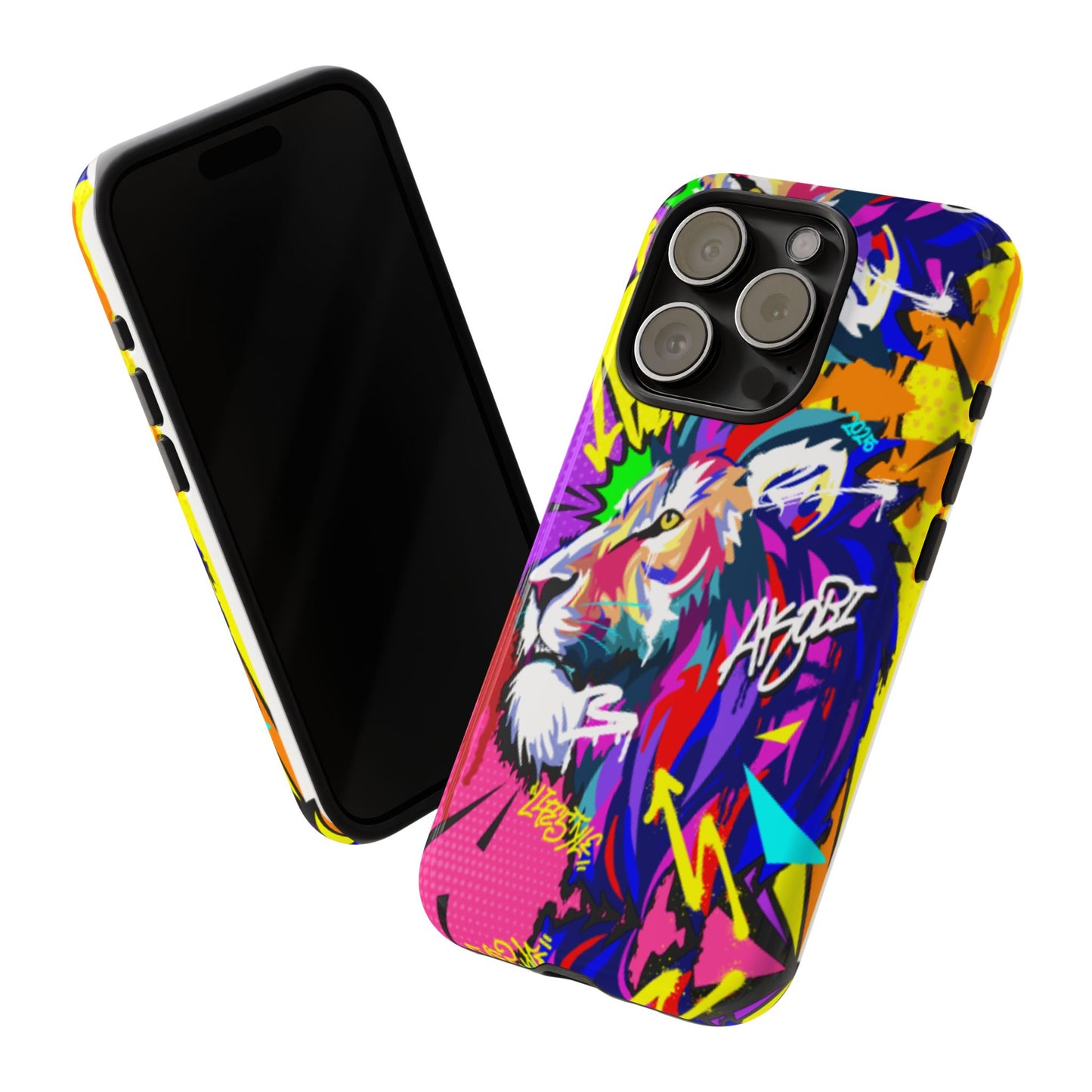 Vibrant Akobi Pop Art Lion Phone Case – iPhone 16 & More Models | Matte or Glossy Finish