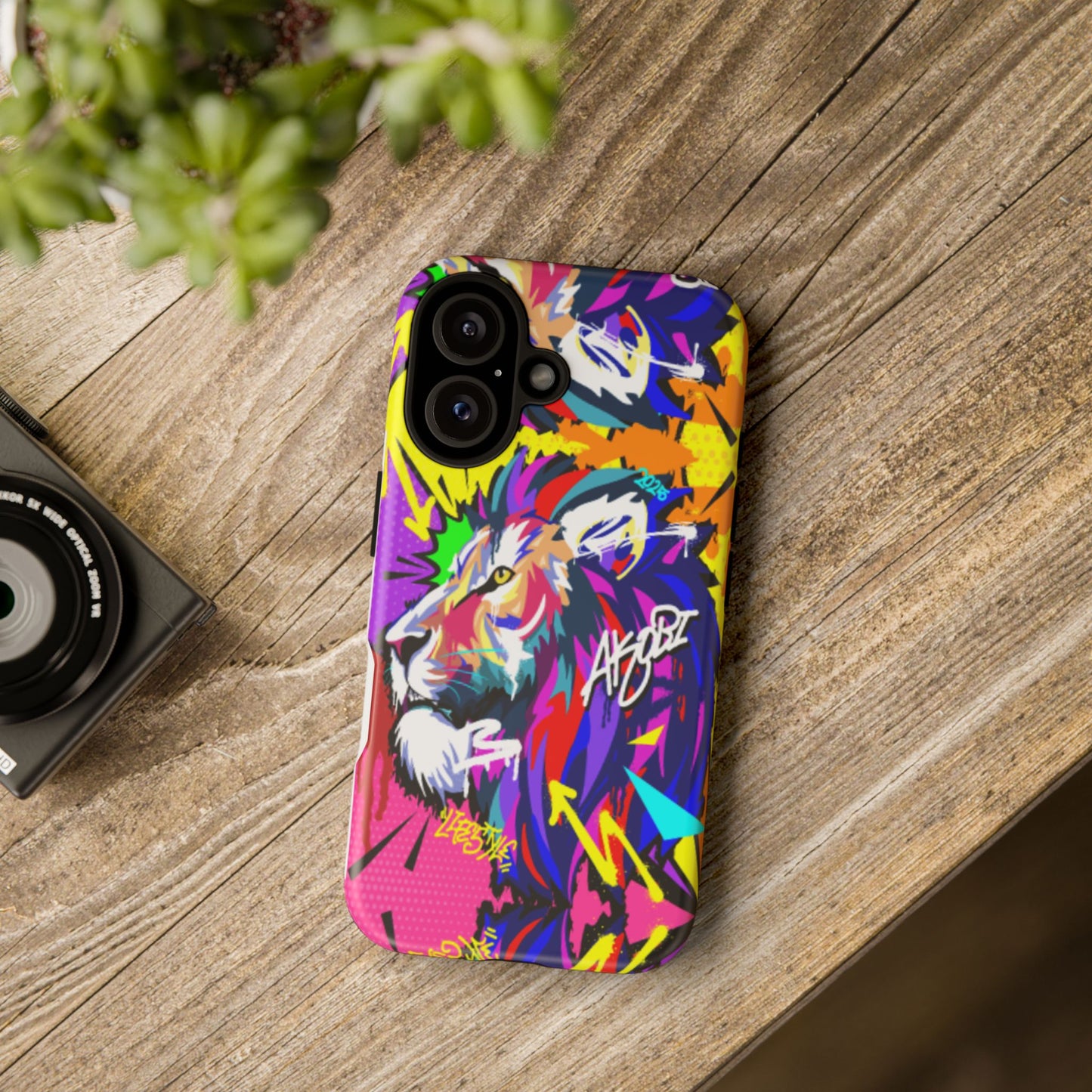 Vibrant Akobi Pop Art Lion Phone Case – iPhone 16 & More Models | Matte or Glossy Finish
