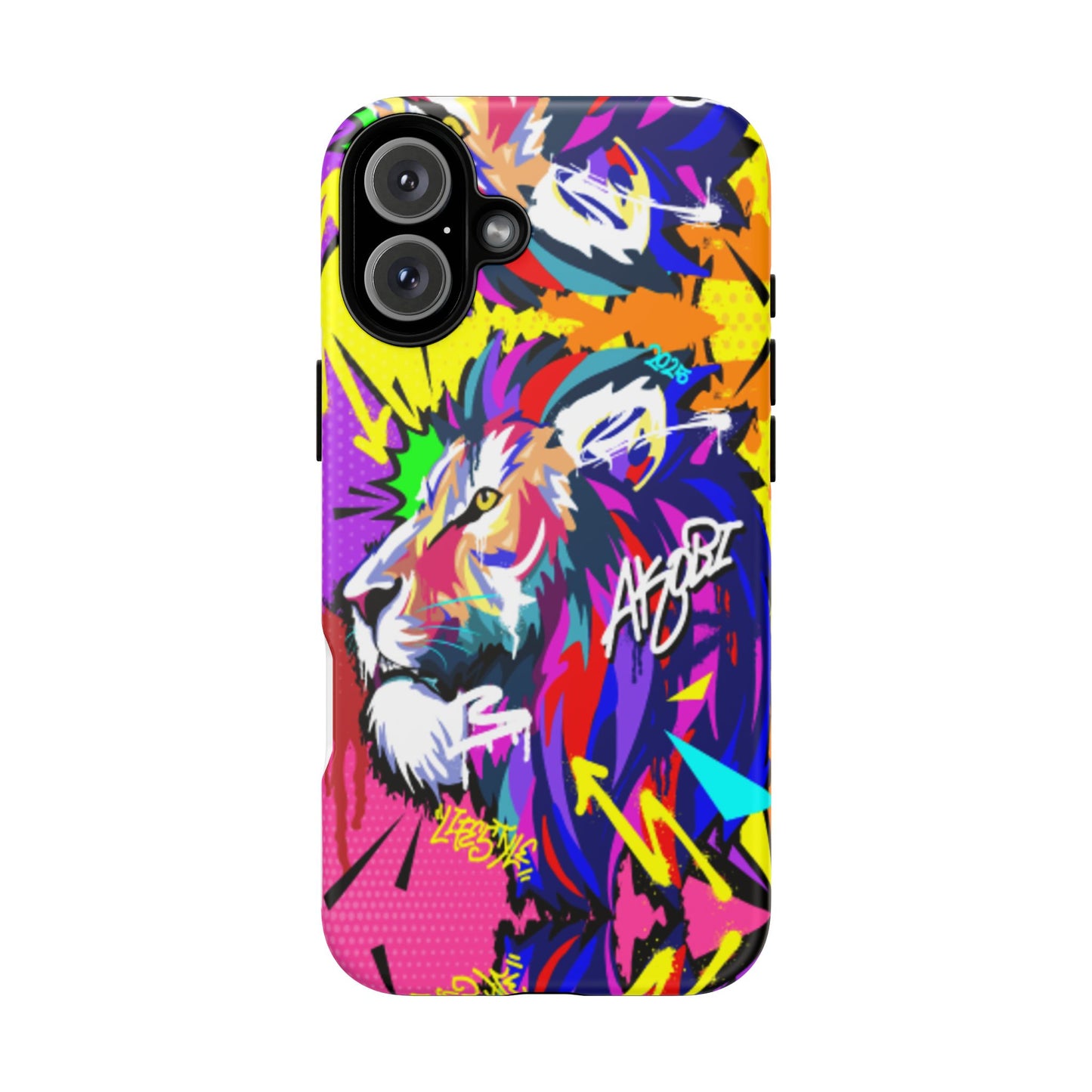 Vibrant Akobi Pop Art Lion Phone Case – iPhone 16 & More Models | Matte or Glossy Finish