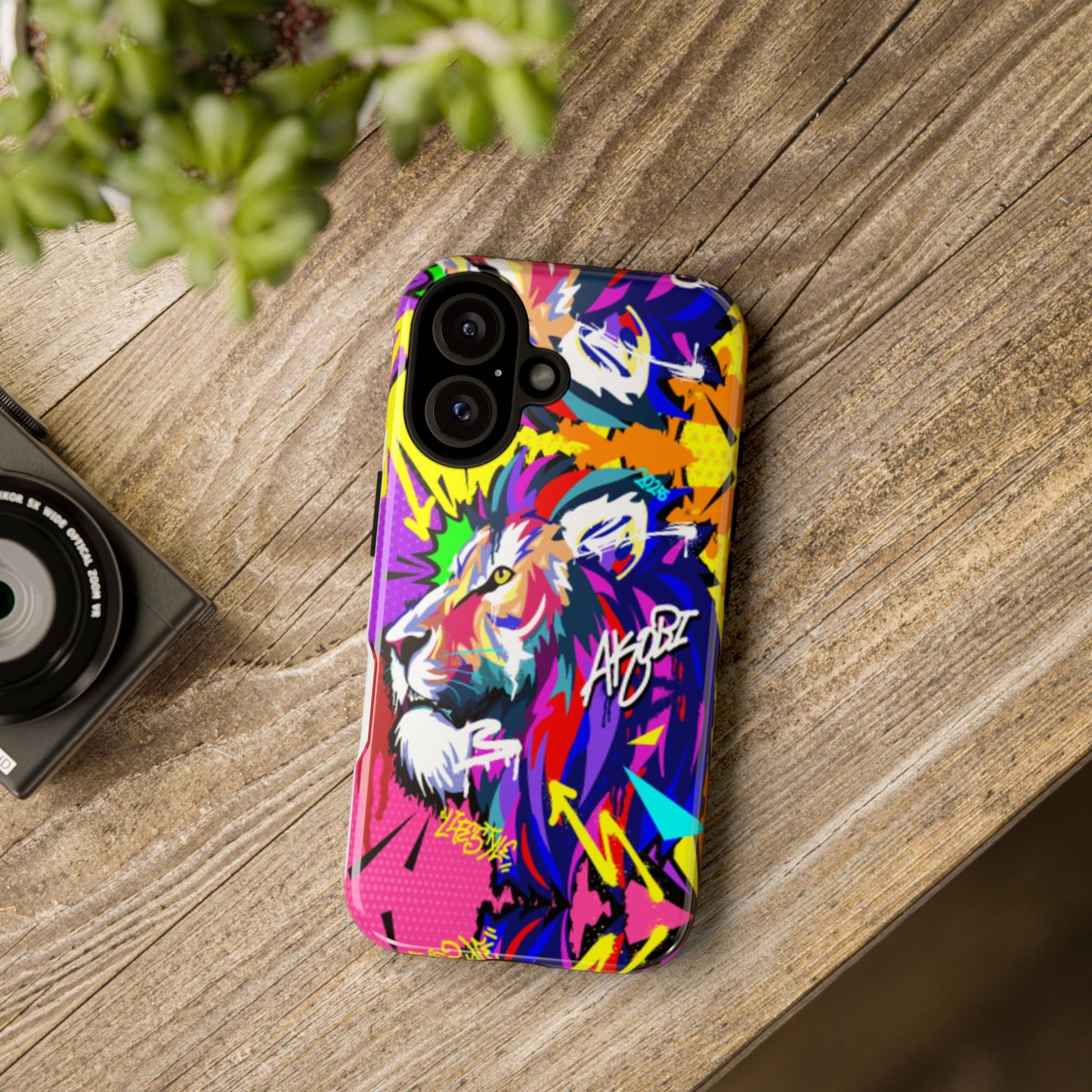 Vibrant Akobi Pop Art Lion Phone Case – iPhone 16 & More Models | Matte or Glossy Finish