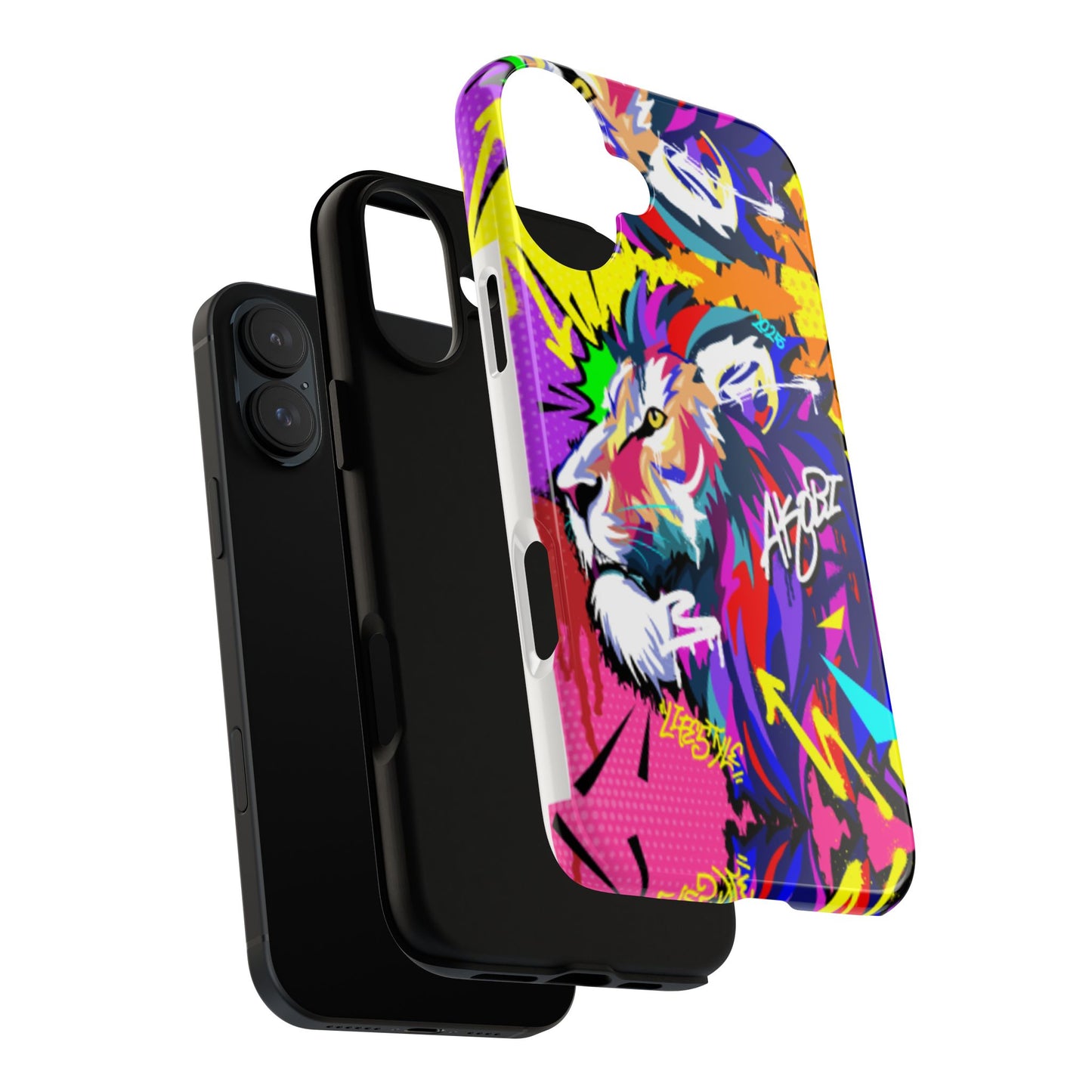 Vibrant Akobi Pop Art Lion Phone Case – iPhone 16 & More Models | Matte or Glossy Finish