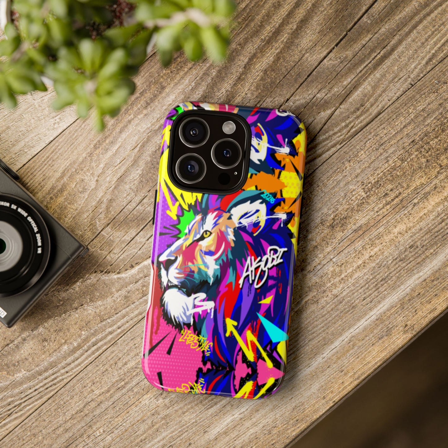 Vibrant Akobi Pop Art Lion Phone Case – iPhone 16 & More Models | Matte or Glossy Finish