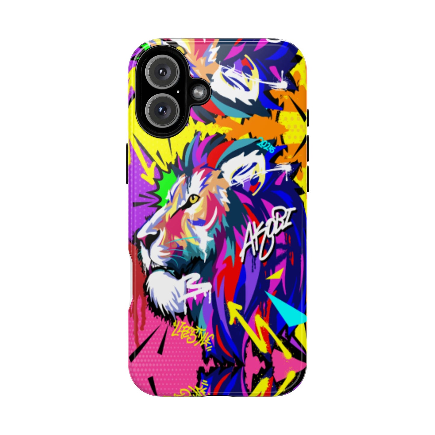 Vibrant Akobi Pop Art Lion Phone Case – iPhone 16 & More Models | Matte or Glossy Finish
