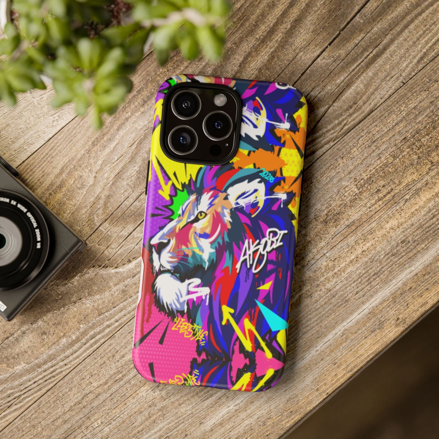 Vibrant Akobi Pop Art Lion Phone Case – iPhone 16 & More Models | Matte or Glossy Finish