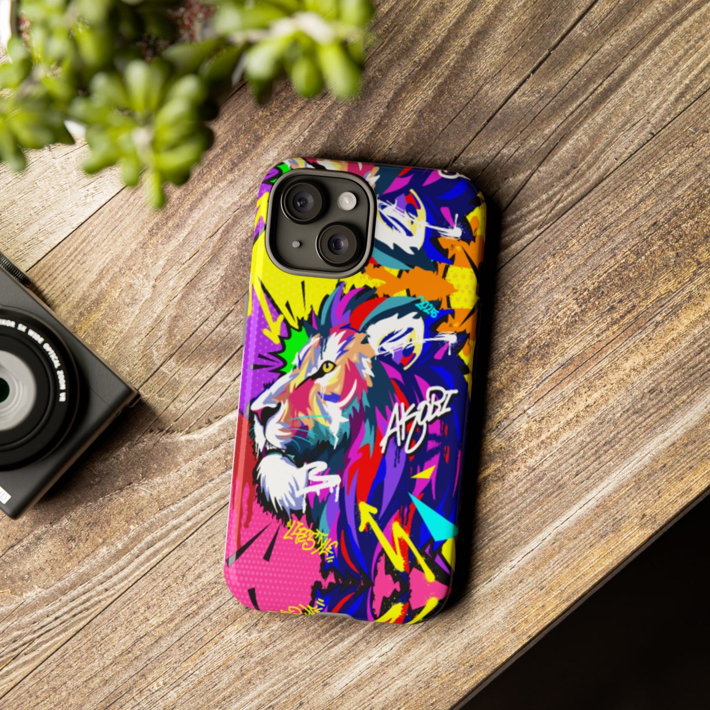 Vibrant Akobi Pop Art Lion Phone Case – iPhone 16 & More Models | Matte or Glossy Finish
