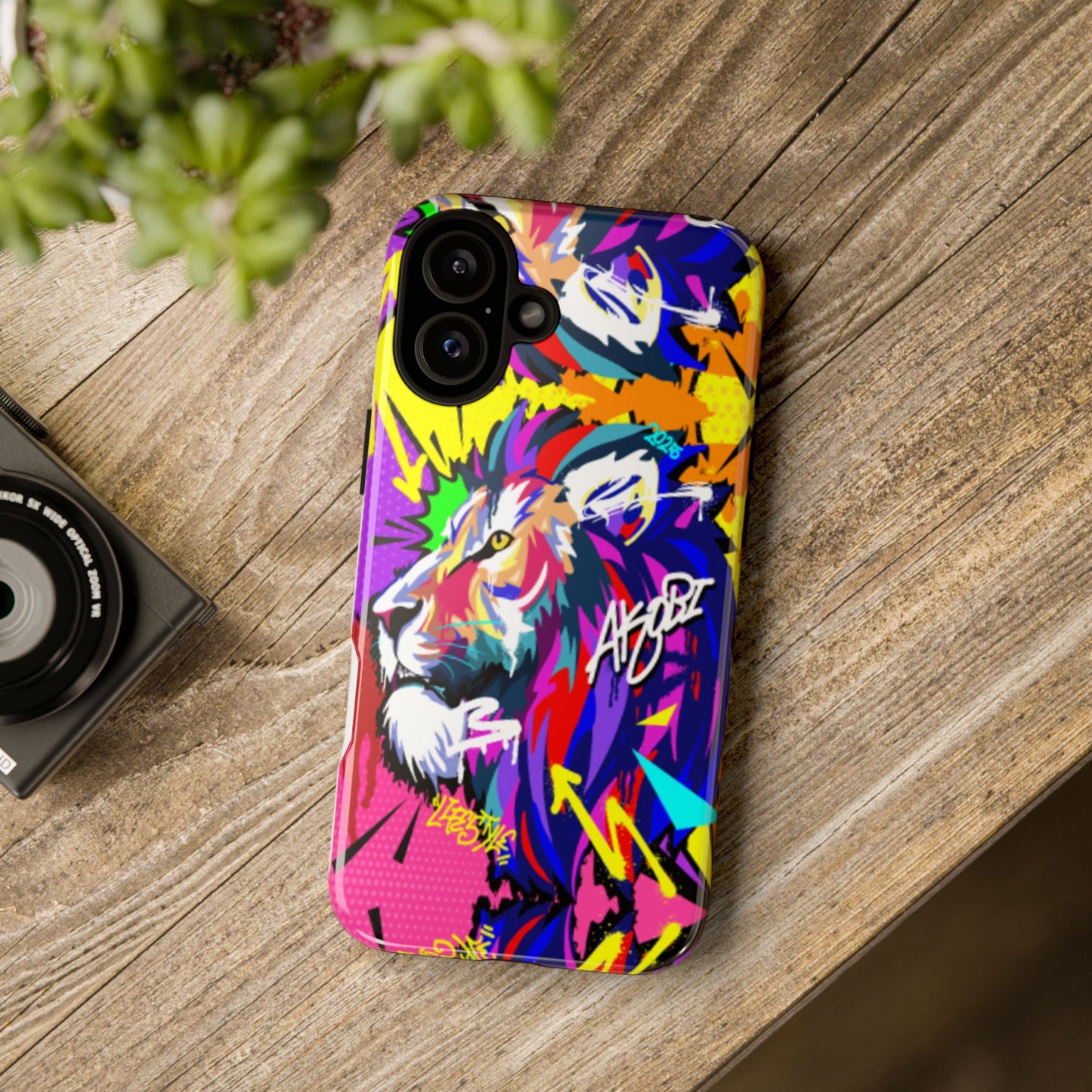 Vibrant Akobi Pop Art Lion Phone Case – iPhone 16 & More Models | Matte or Glossy Finish