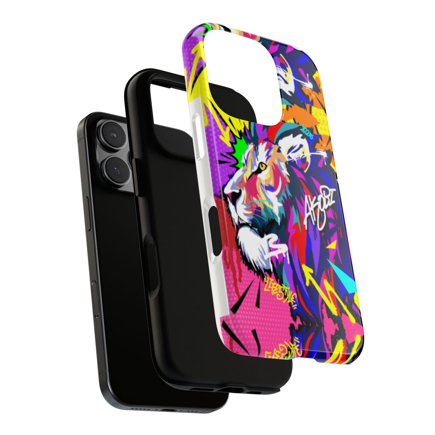 Vibrant Akobi Pop Art Lion Phone Case – iPhone 16 & More Models | Matte or Glossy Finish