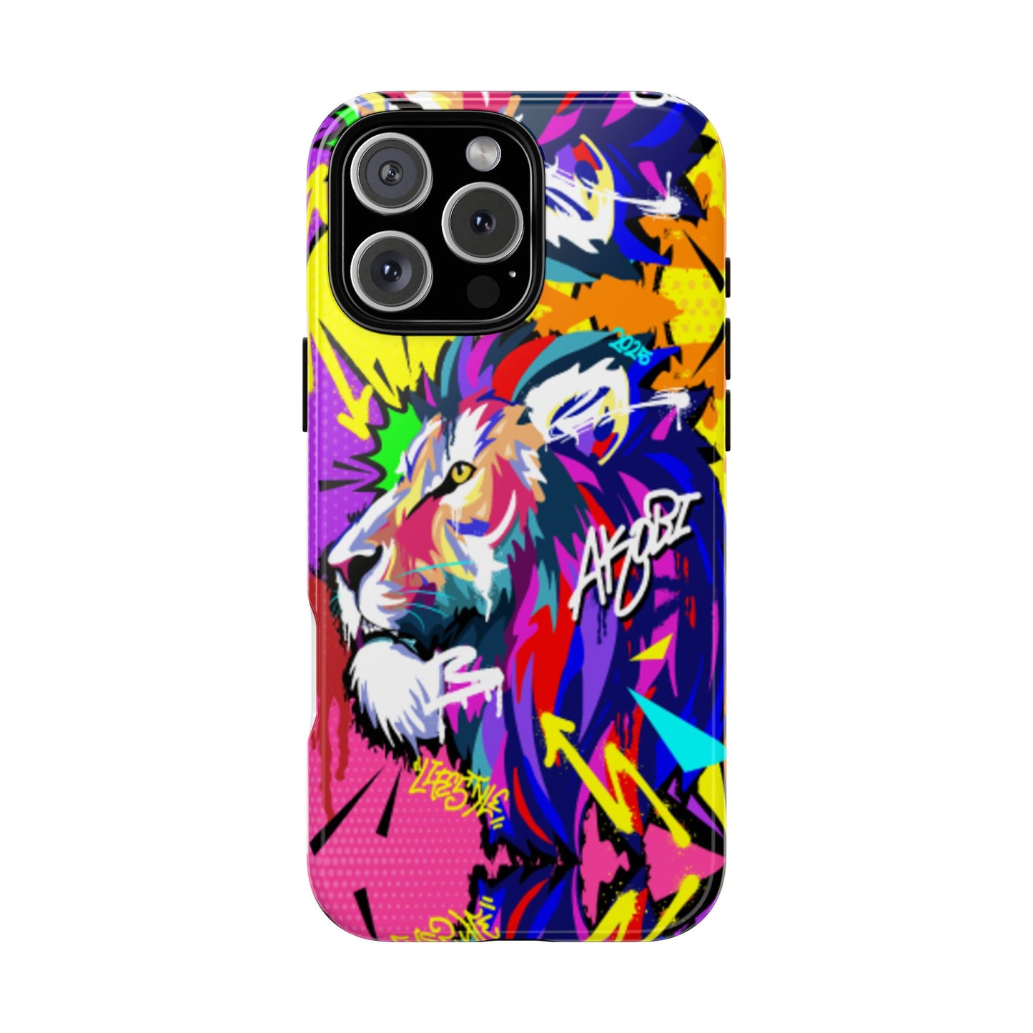 Vibrant Akobi Pop Art Lion Phone Case – iPhone 16 & More Models | Matte or Glossy Finish