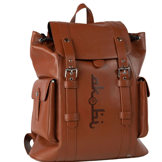 Akobi Signature Leather Logo Backpack