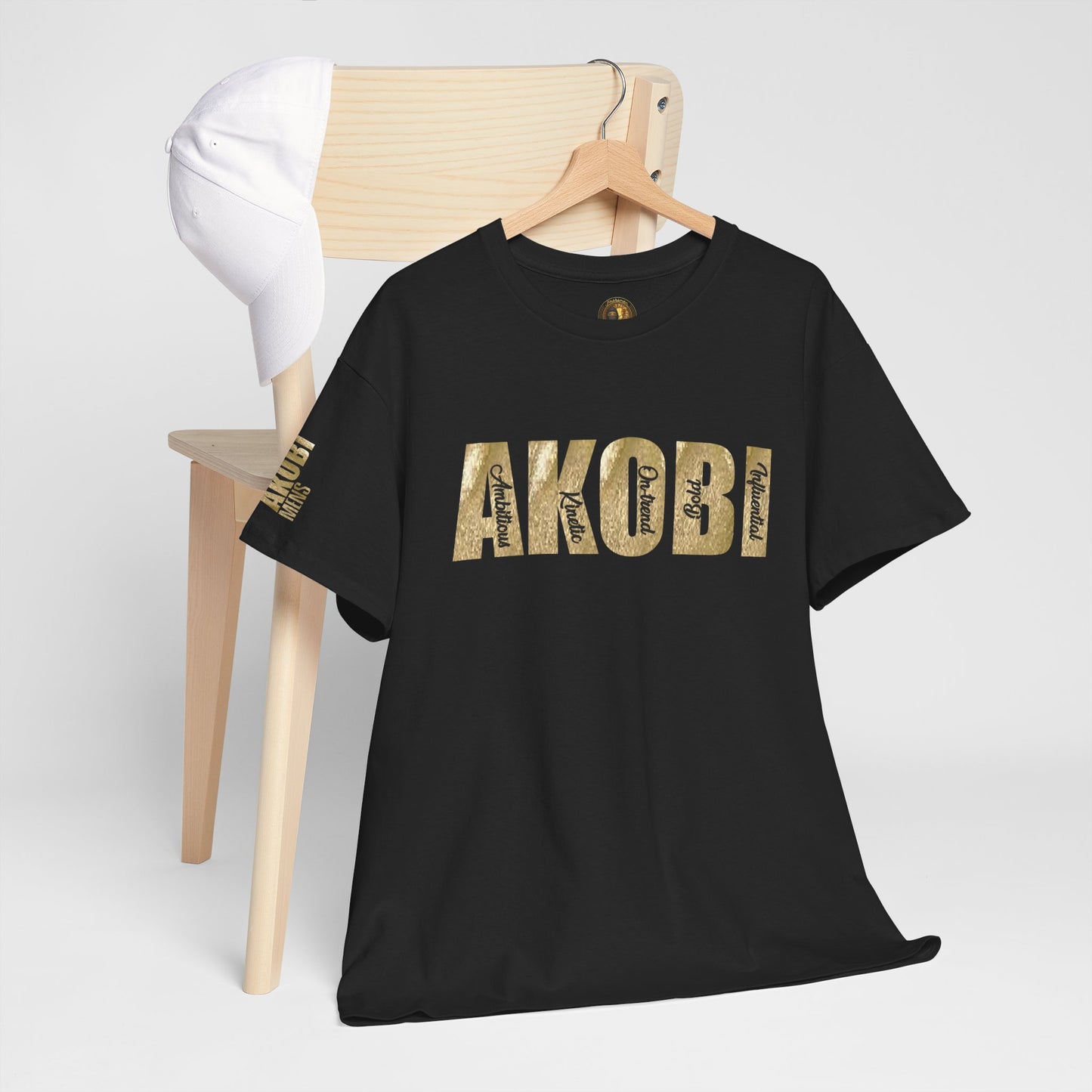 Akobi Empower Tee – Bold, Inspiring, Unisex Design Black Tee Gold Letters