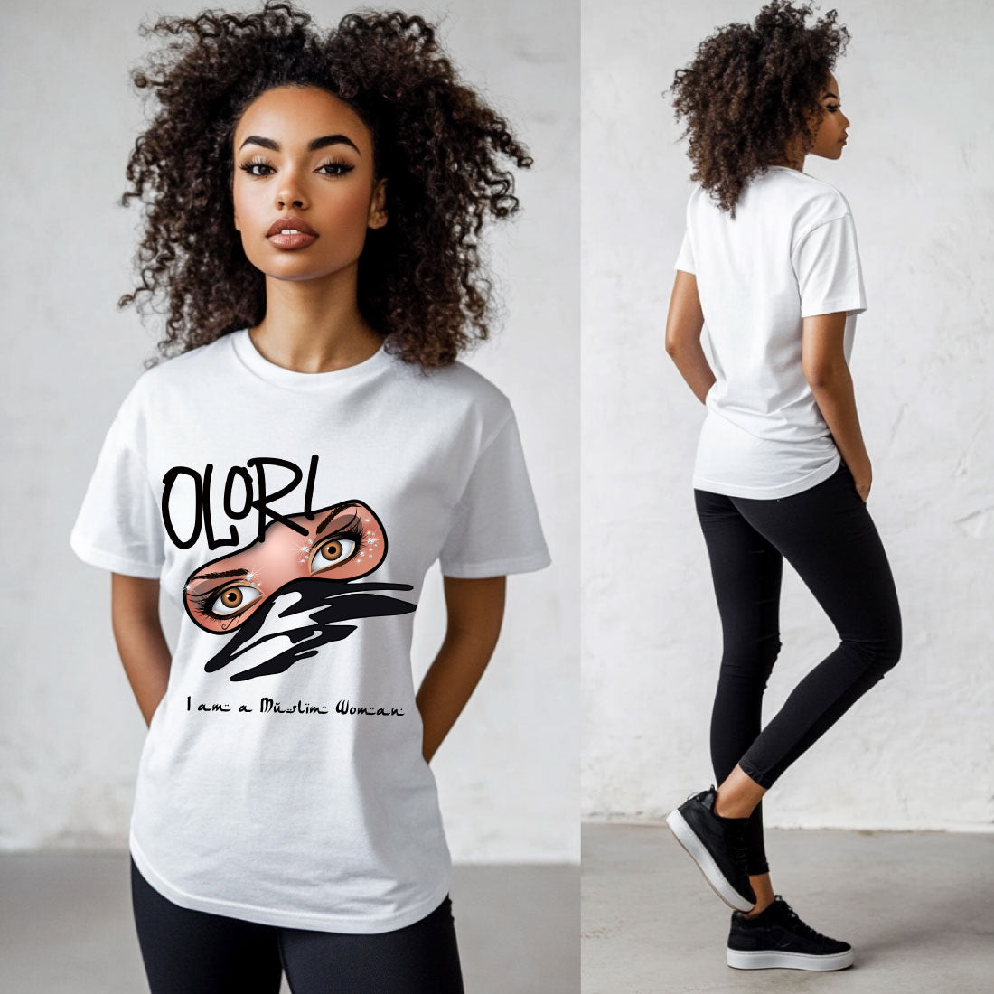 Olori Women's Logo T-Shirt – Veiled Eyes with Empowering Message ..