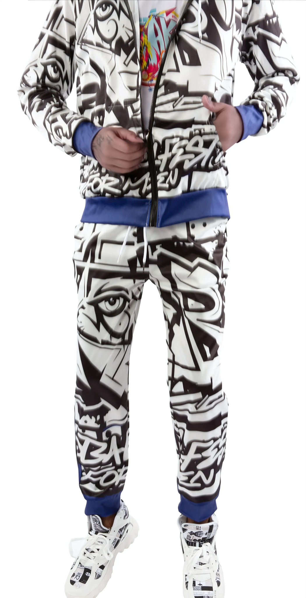 Akobi Graffiti Print  Hooded Tracksuit
