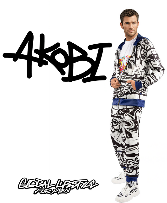 Akobi Graffiti Print  Hooded Tracksuit