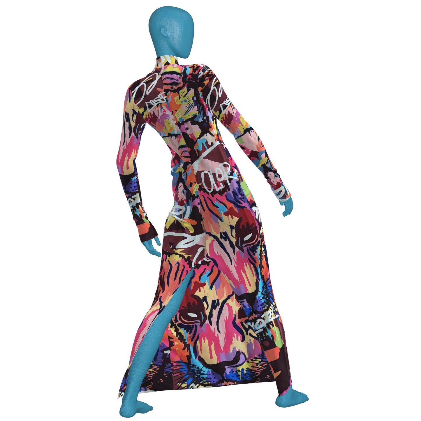 Olori Body-Con Maxi Olori Pop Art Logo  Graffiti Dress