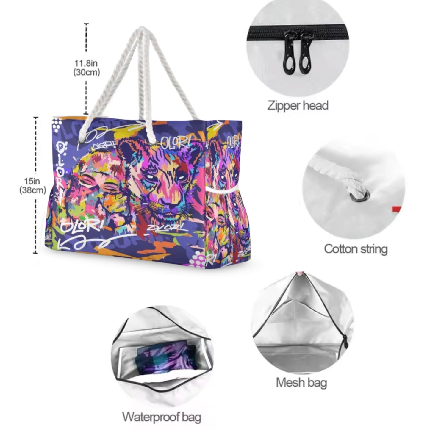Olori Graffiti Pop Art Oversized Beach Bag