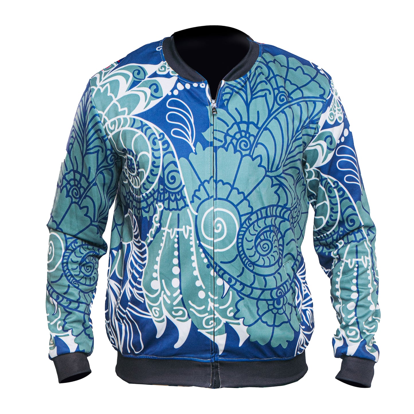 Akobi Primary Blue tones Bold Color Floral Tracksuit – Sleek, Artistic, and Urban-Chic