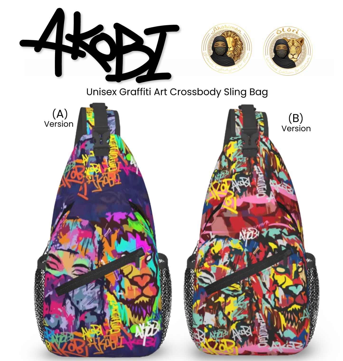 Akobi Unisex Graffiti Art Crossbody Sling Bag