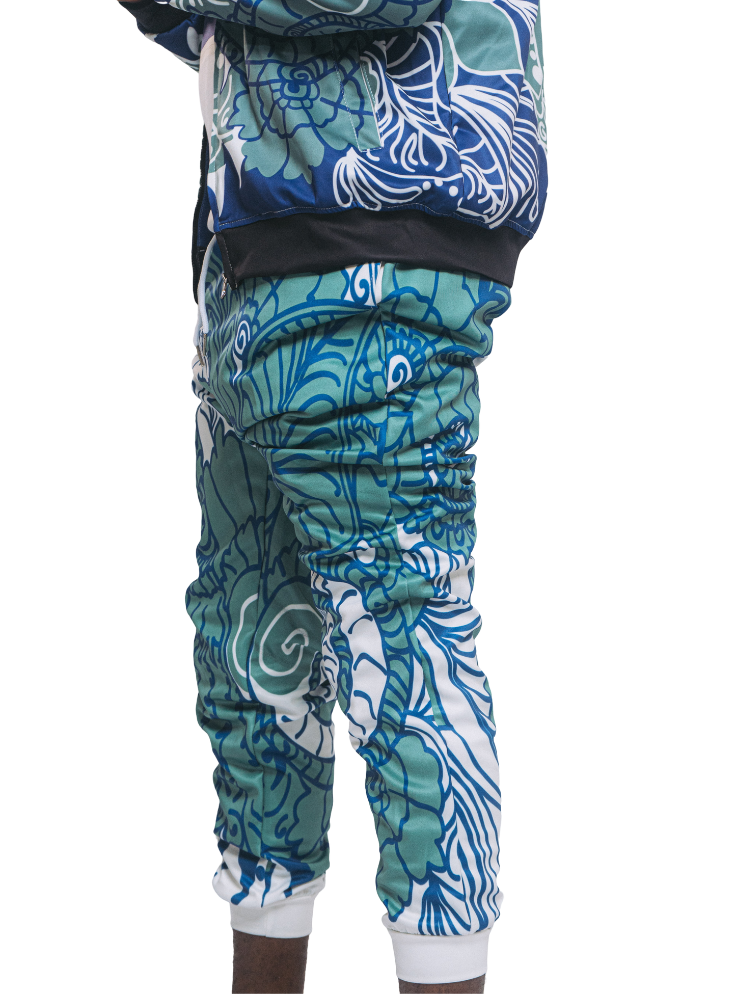 Akobi Primary Blue tones Bold Color Floral Tracksuit – Sleek, Artistic, and Urban-Chic
