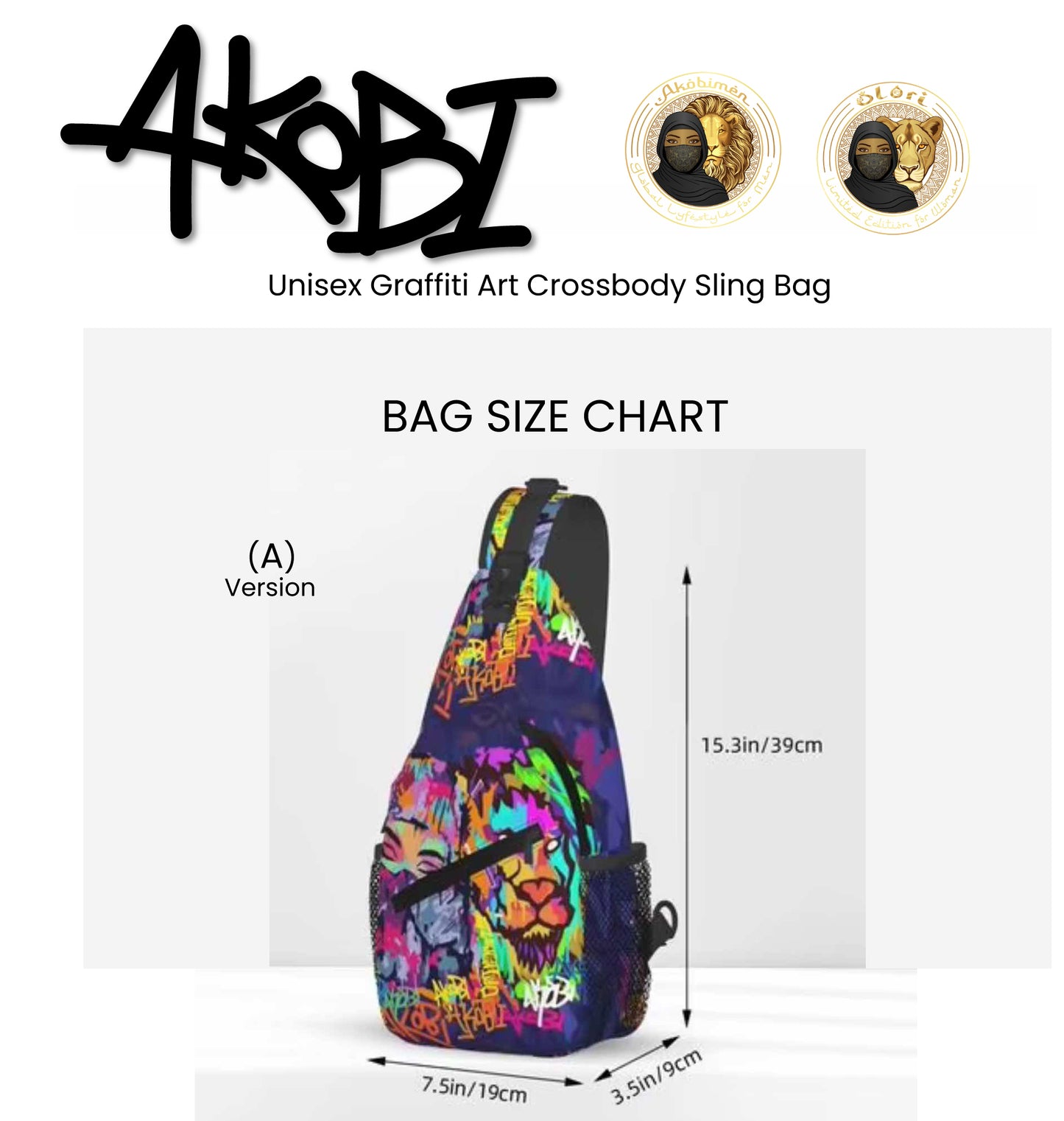 Akobi Unisex Graffiti Art Crossbody Sling Bag