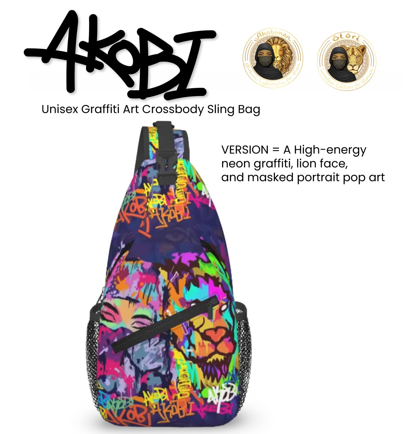 Akobi Unisex Graffiti Art Crossbody Sling Bag