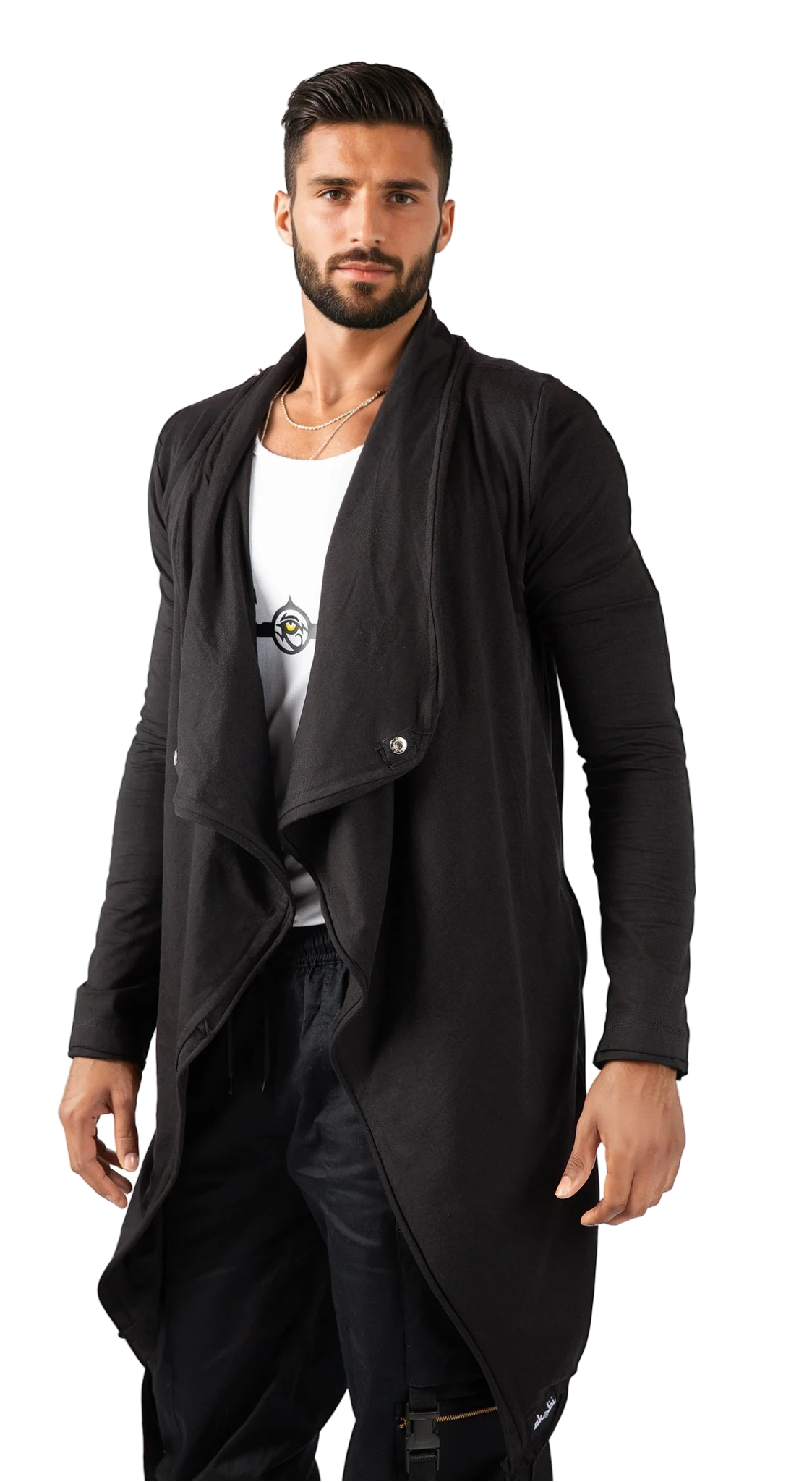 Lightweight Asymmetry Open Front Waterfall Collar Cardigan